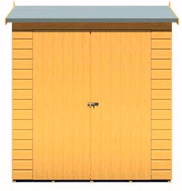 Shires Lewis Double Door Reverse Apex Style Wooden Garden Shed in Brown, W: 136 cm, D: 191.4 cm, H: 204.3 cm – 1