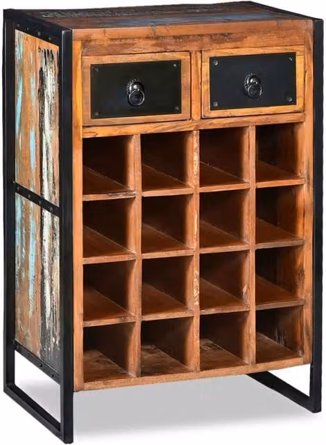 Berkfield Home Reclaimed Wood Wine Rack for 16 Bottles in Brown