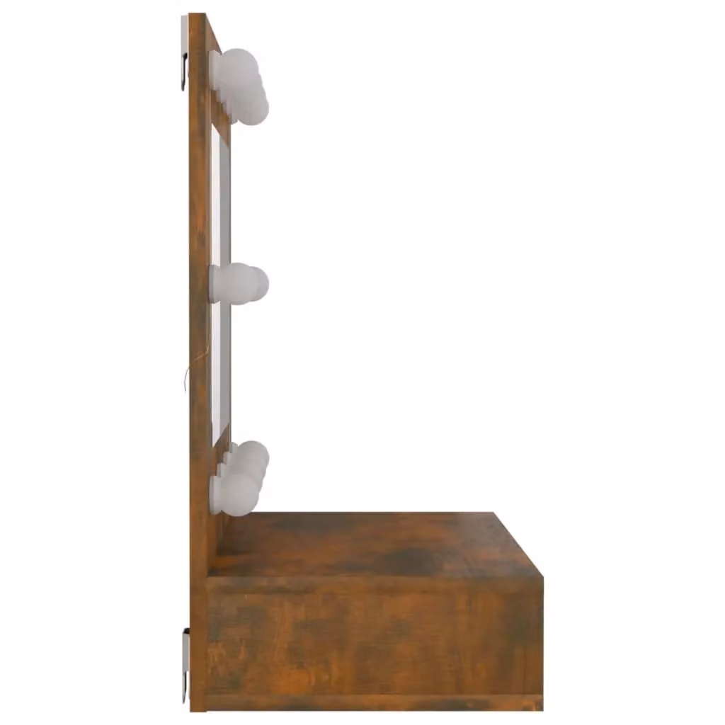 Berkfield Home Mirror Cabinet with LED Lighting in Smoked Oak Brown, W: 60 cm, D: 31.5 cm, H: 62 cm – 4