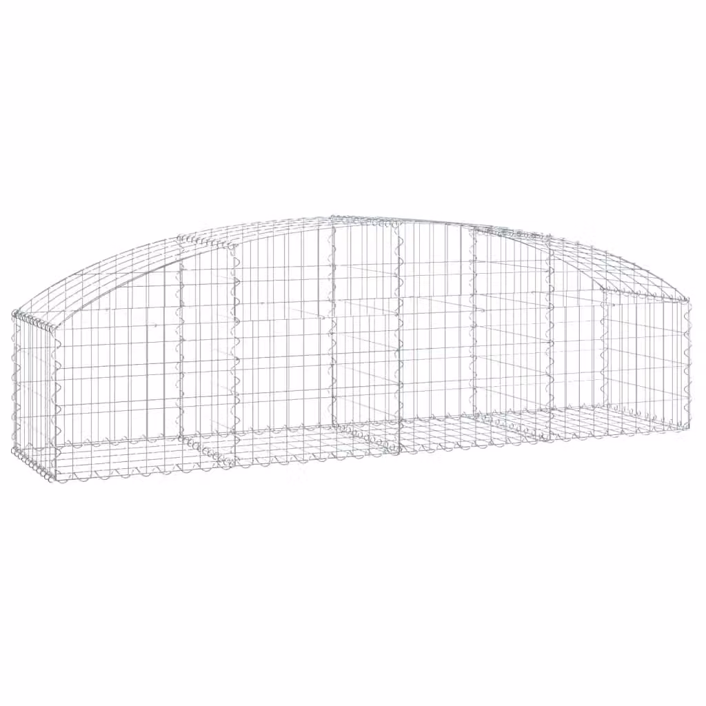 Berkfield Home Arched Gabion Basket in Silver Galvanised Steel, W: 200 cm, D: 50 cm, H: 40-60 cm – 2