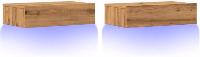 Berkfield Home Artisan Oak TV Cabinets with LED Lights, 2 Piece Set, Brown, W: 60 cm, D: 35 cm, H: 15.5 cm – 1