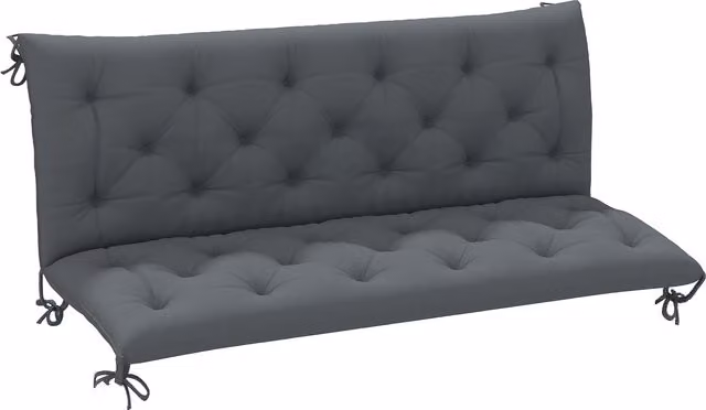 Outsunny 3 Seater Outdoor Bench Cushion with Back and Ties, Dark Grey, W: 150 cm, H: 98 cm – 1