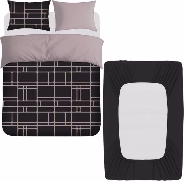 Grace Luxury 4 Piece Microfibre Duvet Cover Set with Fitted Sheet and Pillowcases in Grey, King Size (180 x 200 cm)