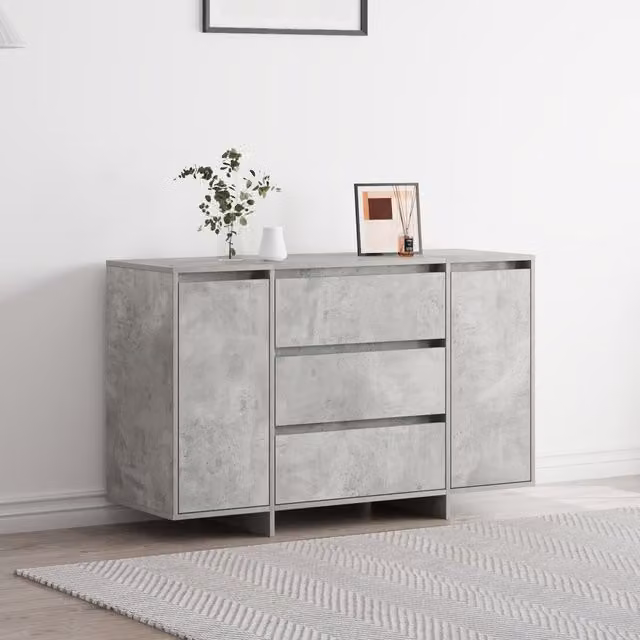 Berkfield Home Modern Sideboard in Concrete Grey, W/D/H: 120 x 41 x 75 cm