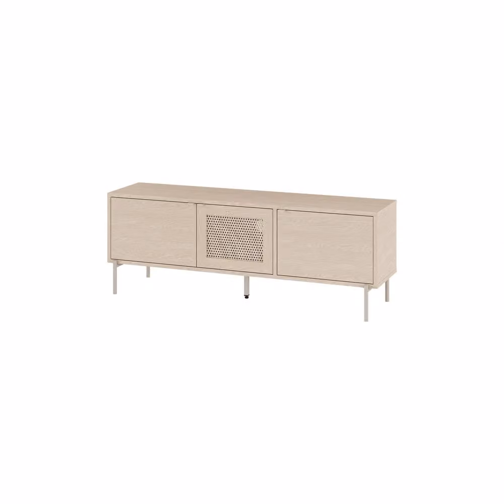 Decortie Inca Modern TV Stand in Oak with Soft-Close Drawers and Media Compartments, Width: 140 cm – 2