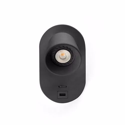 Faro Barcelona Corb Black Metal Reading Wall Lamp with GU10 Socket and USB Port