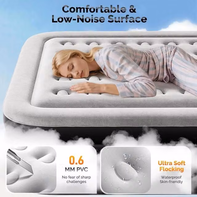 NESTLUNE King Size Double Inflatable Air Mattress Sofa Bed in Black, W/D: 200 x 180 cm – 1