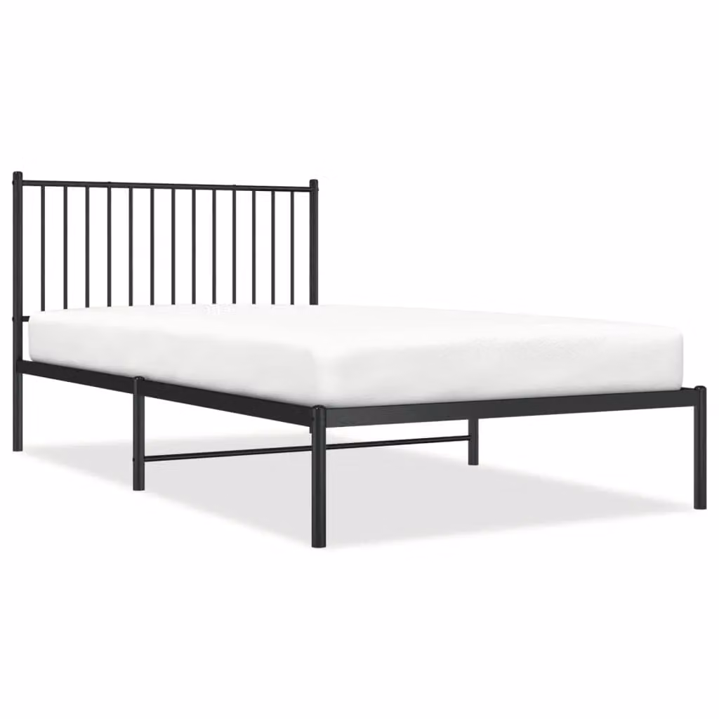 Berkfield Home Metal Bed Frame with Headboard in Black W: 107 cm, L: 203 cm – 2
