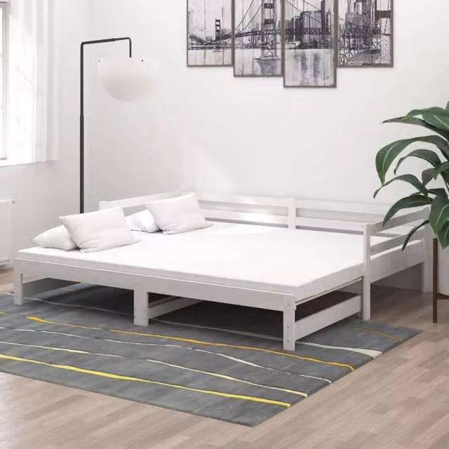 Berkfield Home White Solid Pinewood Pull-out Day Bed