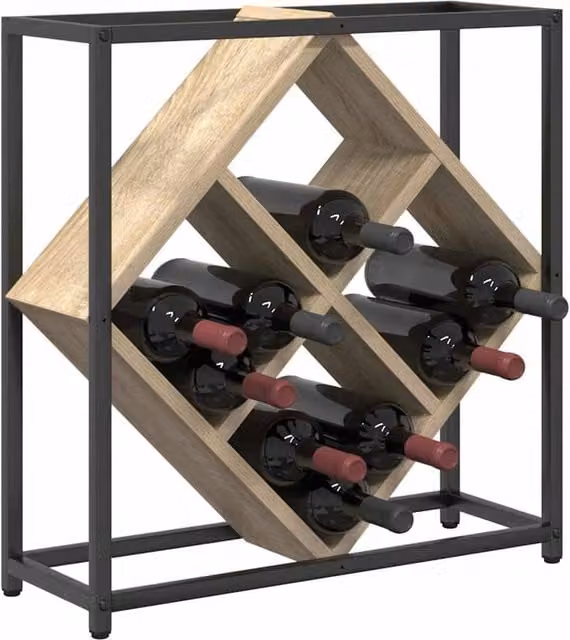 Berkfield Home Sonoma Oak Wine Rack in Light Tan, W/D/H: 51 x 18 x 52.5 cm