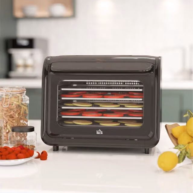 HOMCOM Food Dehydrator with 6 Stainless Steel Trays, 350W, Black