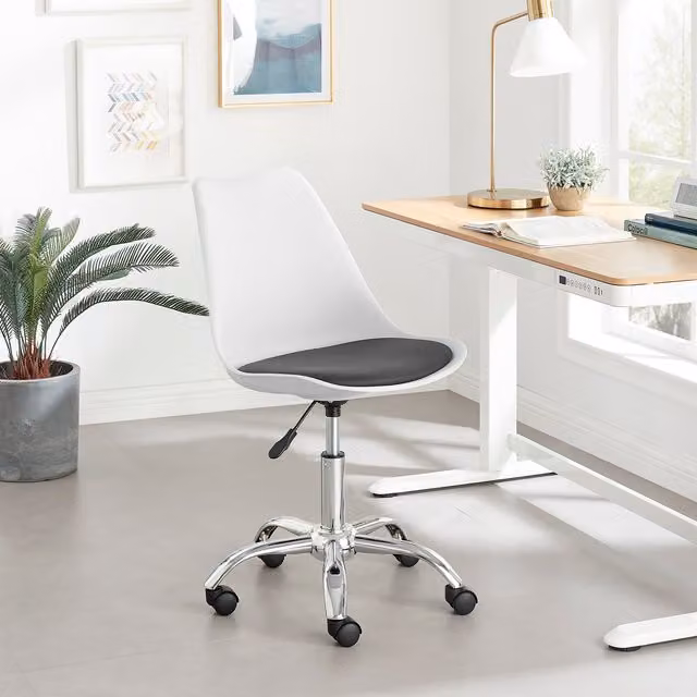 FurnitureboxUK Oslo Modern Scandi Faux Leather Home Office Gaming Chair in White and Grey