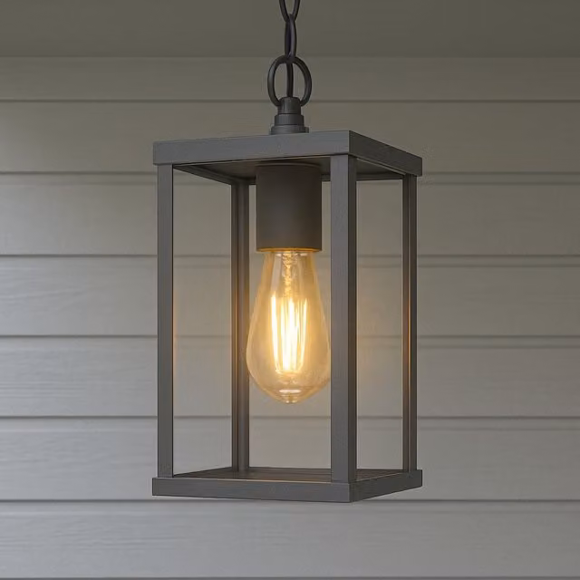 CGC Lighting Black Aluminium Industrial Hanging Outdoor Lantern with Transparent Glass – 1