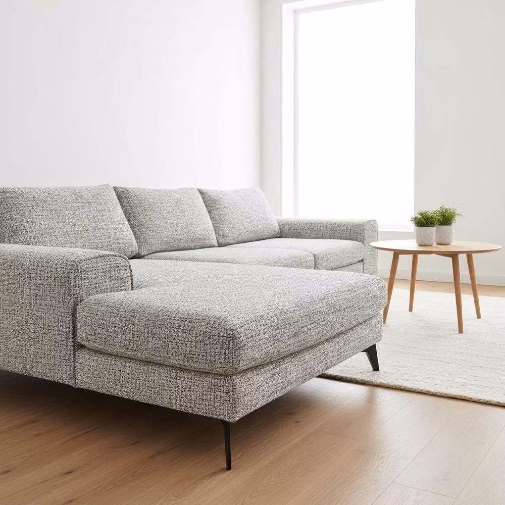 Abakus Direct Venice Chenille L-Shaped Corner Sofa in Grey, Left Facing – 2