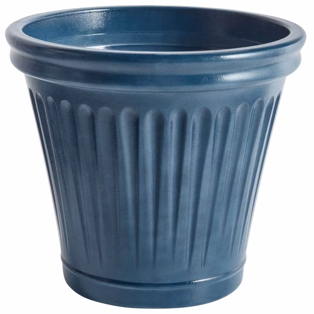 Wyld and Coco Blue Glazed Polyresin Round Planter for Indoor and Outdoor Use, Diameter: 43 cm – 2