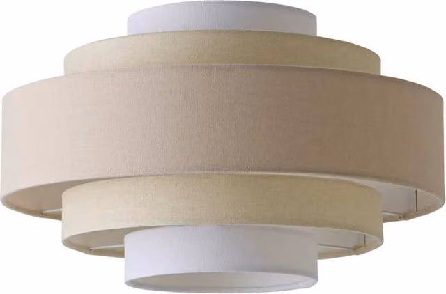 ValueLights Modern Cylinder Fabric Ceiling Pendant Light Shade in Beige and Yellow, W/D/H: 35 x 19 x 19 cm