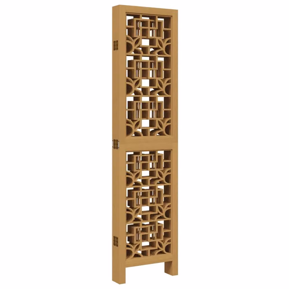 Berkfield Home 6 Panel Brown Solid Wood Paulownia Room Divider – 3