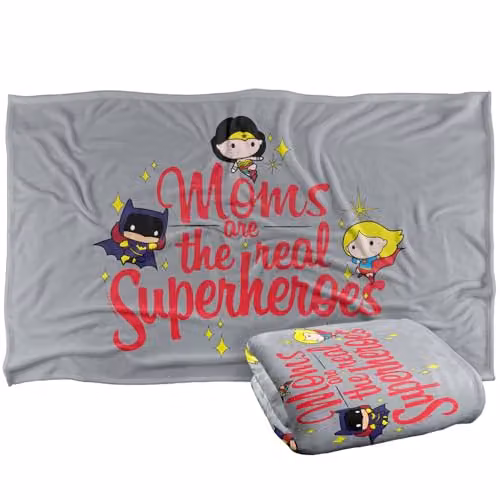 Warner Bros. Justice League Mothers Day Moms Are The Real Superheroes Soft Fleece Throw Blanket, Multicolour, W/D/H: 91 x 147 cm – 1