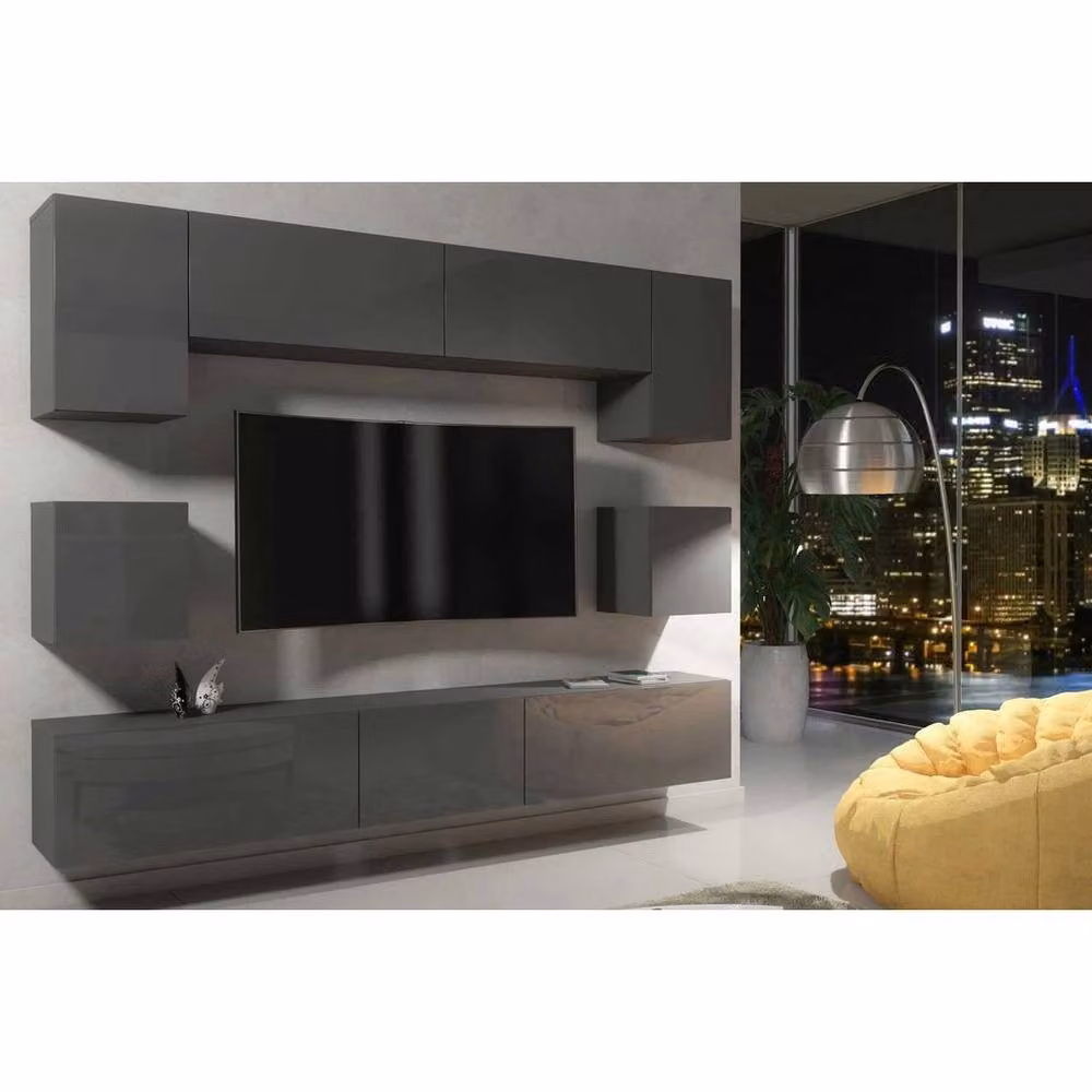 FORGEVIO Modern Grey MDF TV Unit and Storage Cabinet – 2