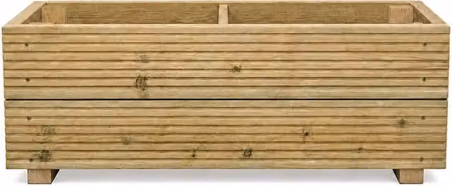 Planter Potters Large Pressure-Treated Wooden Decking Patio Planter with Central Divide in Brown