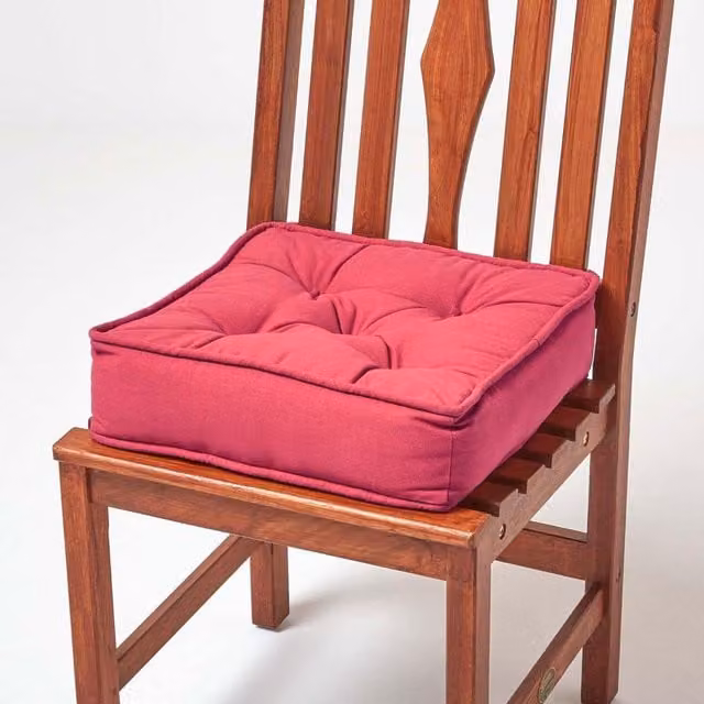 Homescapes Cotton Dining Chair Booster Cushion in Red