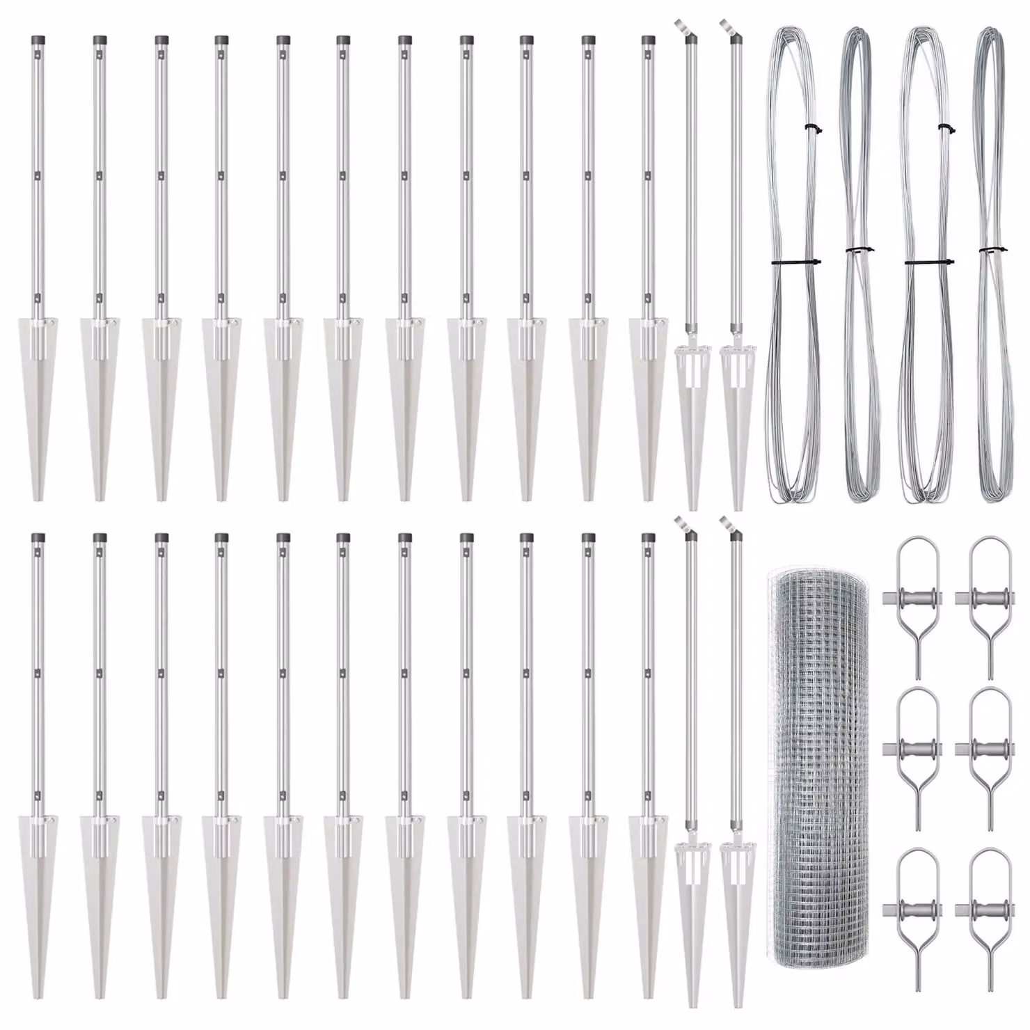 Berkfield Home Grey Galvanised Steel Welded Wire Fence with 13 Spike Posts, W: 50 m, H: 0.5 m – 2
