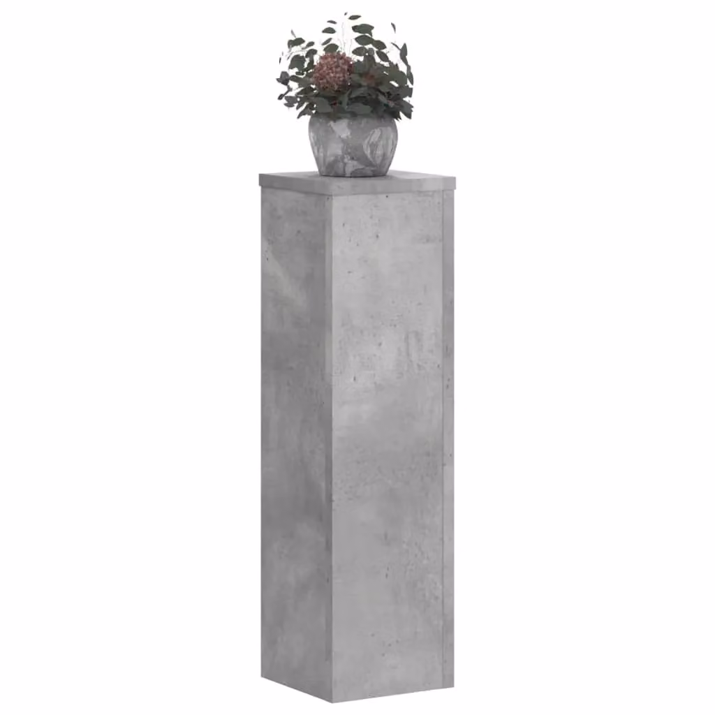 Berkfield Home Set of 2 Modern Square Plant Stands in Grey Concrete Effect MDF, W/D/H: 17 x 17 x 60 cm – 2