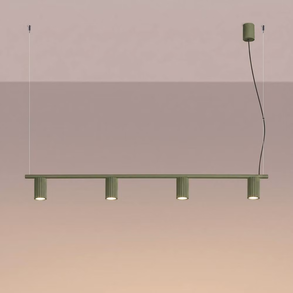 Sollux Lighting minimalist suspended 4-light chandelier in green, W/D/H: 212 x 122 x 6.5 cm – 2