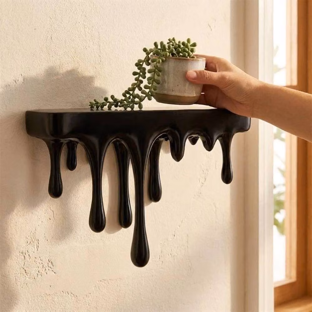 SPETLEK 3D Printed Drip Floating Wall Mounted Shelf in Black – 2
