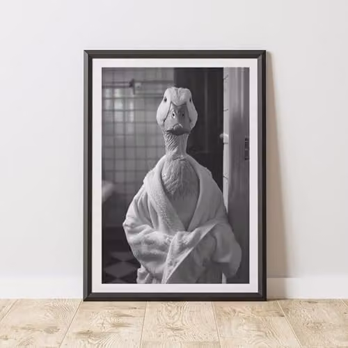 60 Second Makeover Duck Bathrobe Animal Print Paper Poster, W/H: 29.7 x 29.7 cm