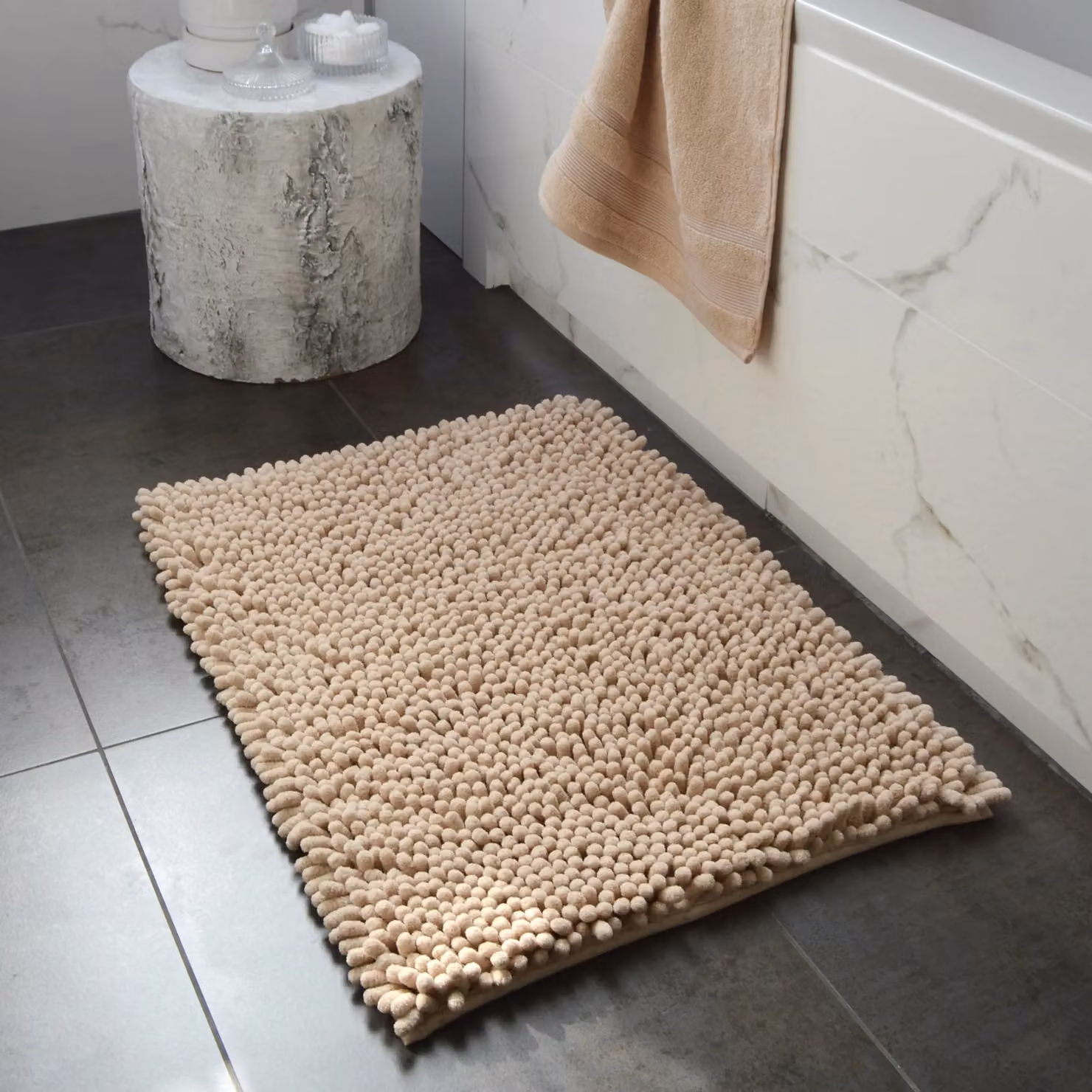 Allure Bath Fashions Jumbo Bobble Bath Mat in Beige, Non-Slip and Quick-Drying, W: 50 cm x D: 70 cm – 3