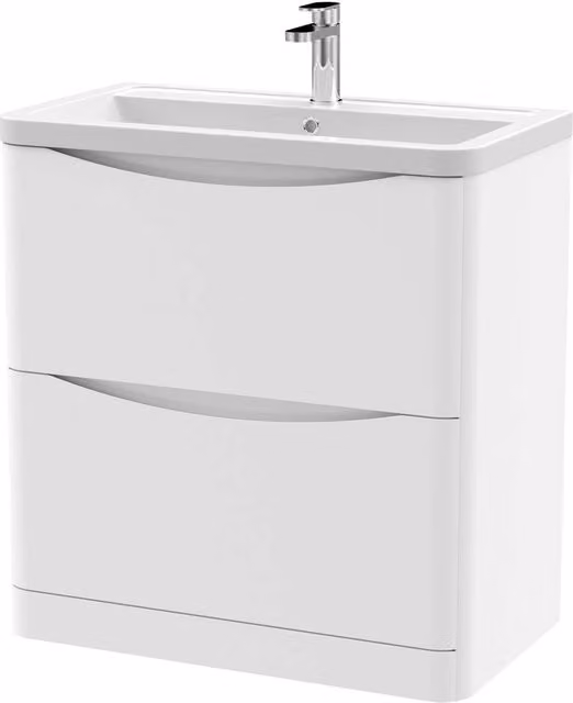Balterley Dunwood Contemporary 2 Drawer Vanity Basin Unit, Satin White, W: 80 cm – 1