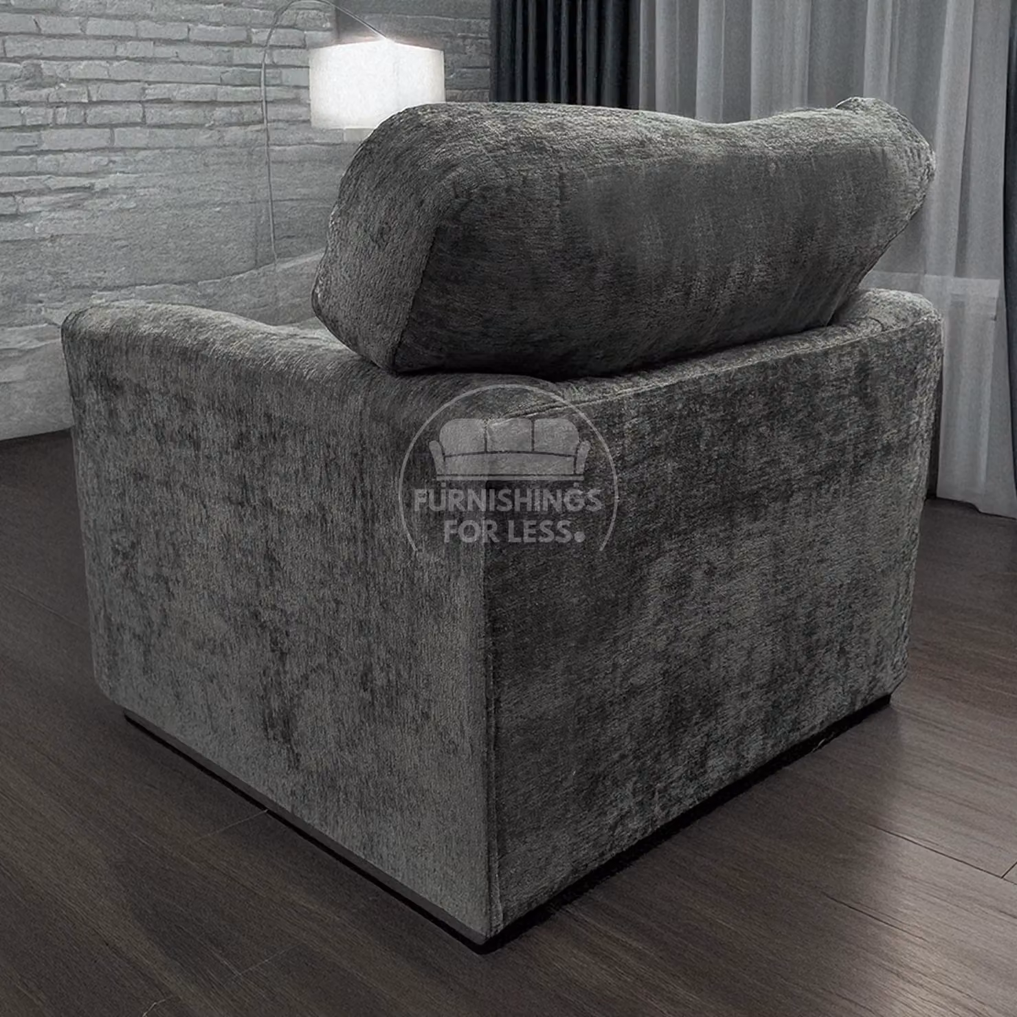 Furnishings For Less UK Monaco Grey Chenille Fabric Single Seater Armchair with Curved Arms – 2