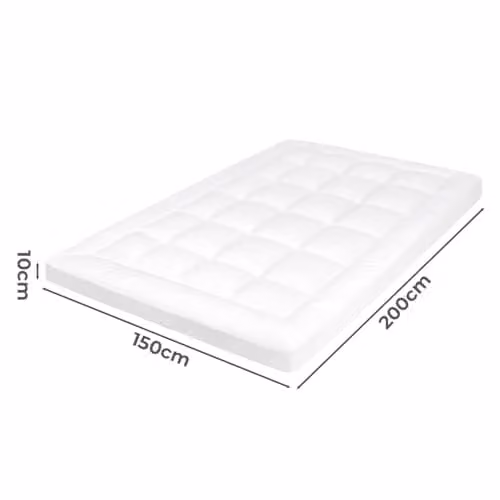 Lavio White Microfibre Thick King Mattress Topper with 10cm Depth and Elastic Straps – 2