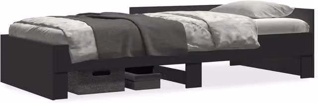 Berkfield Home Small Single Wood Bed Frame in Black, W: 75 cm, L: 190 cm – 1
