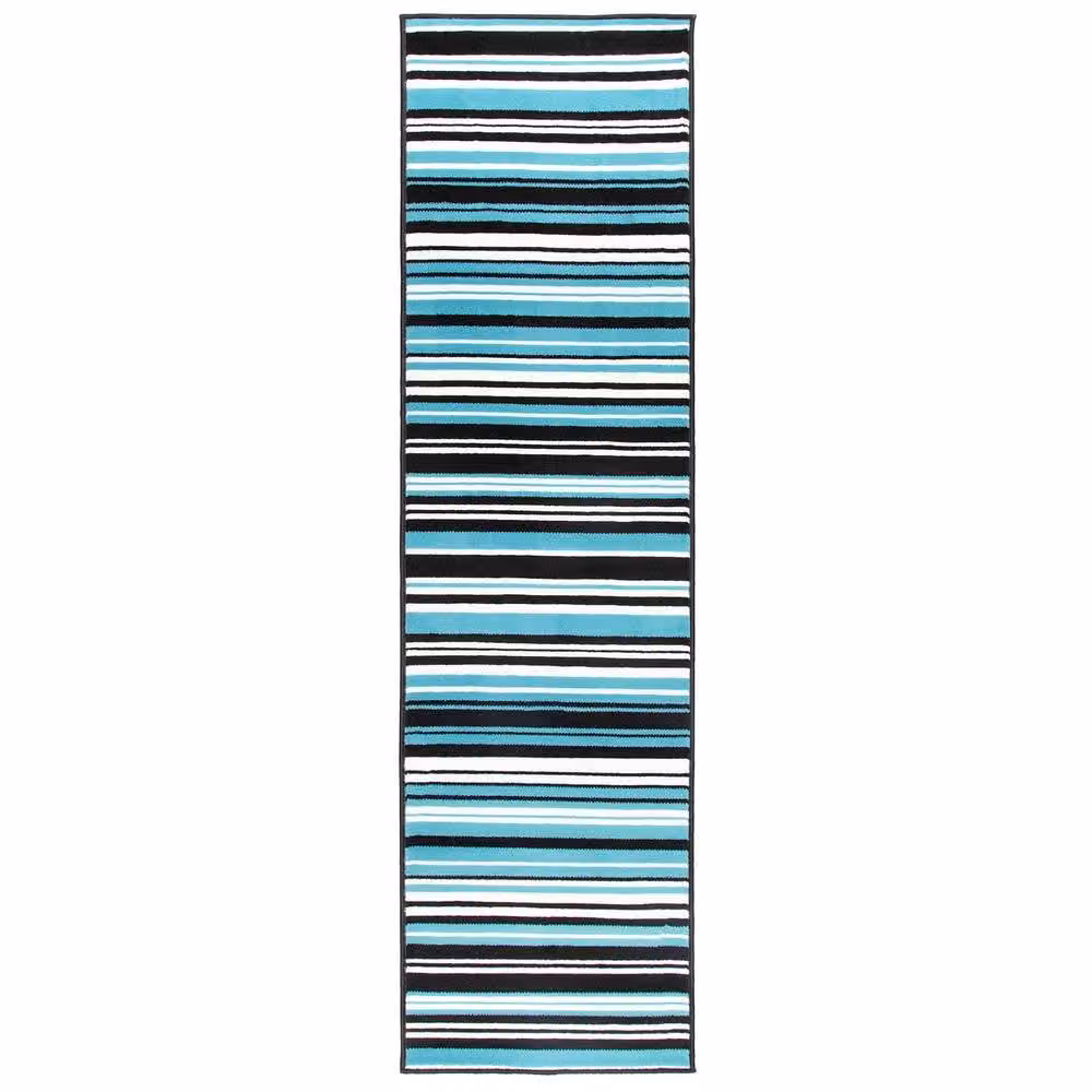 Bravich LTD Two Tone Striped Hallway Runner Rug in Teal, W: 60 cm x L: 810 cm – 3