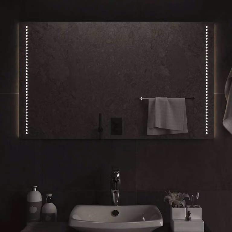 Berkfield Home LED Bathroom Mirror in Clear, W: 100 cm, H: 60 cm