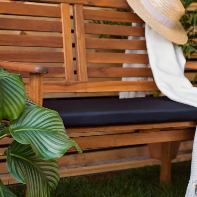 Garden Mile Waterproof Rectangular Garden Bench Cushion in Black