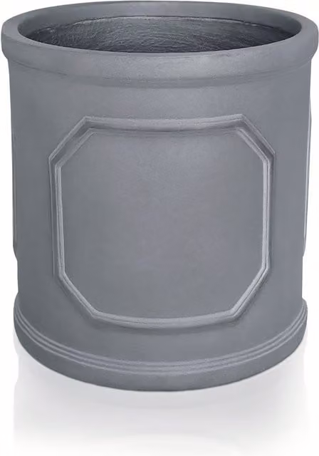 Idealist Chelsea Cylinder Planter Set of 2, Grey Stone Ceramic Outdoor Round Flower Pots