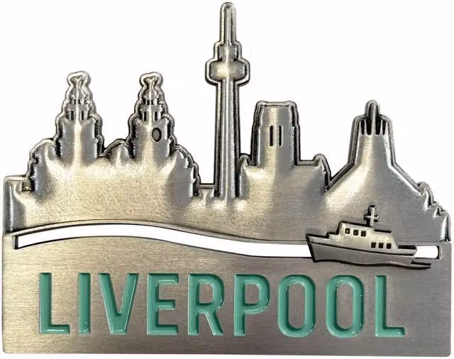 Rock Off City of Liverpool Skyline Metal Fridge Magnet in Silver