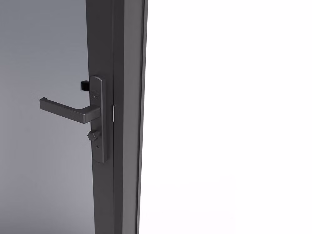 Loxton Reversible Door Unit in Black Aluminum and Smoked Tempered Glass, H: 204 cm x W: 73 cm – 4