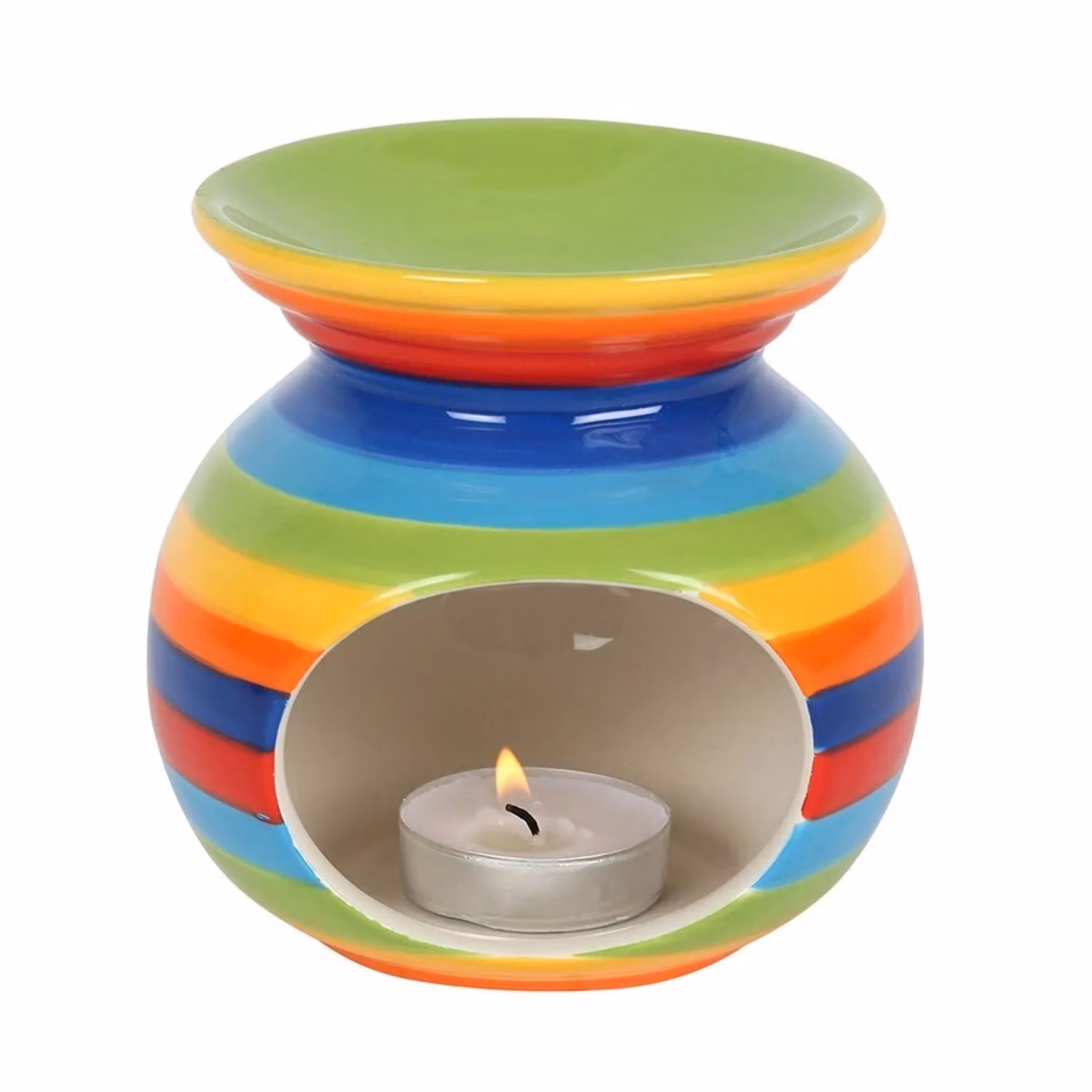 Something Different Rainbow Striped Ceramic Tealight Oil Burner in Multicolour – 2