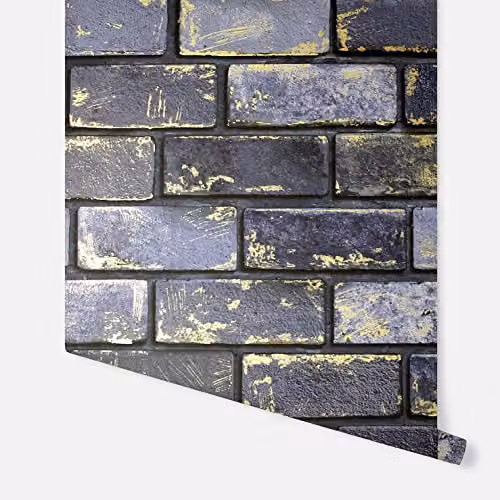 Arthouse Metallic Brick Navy and Gold Abstract Wallpaper, W: 53 cm x L: 1005 cm – 4