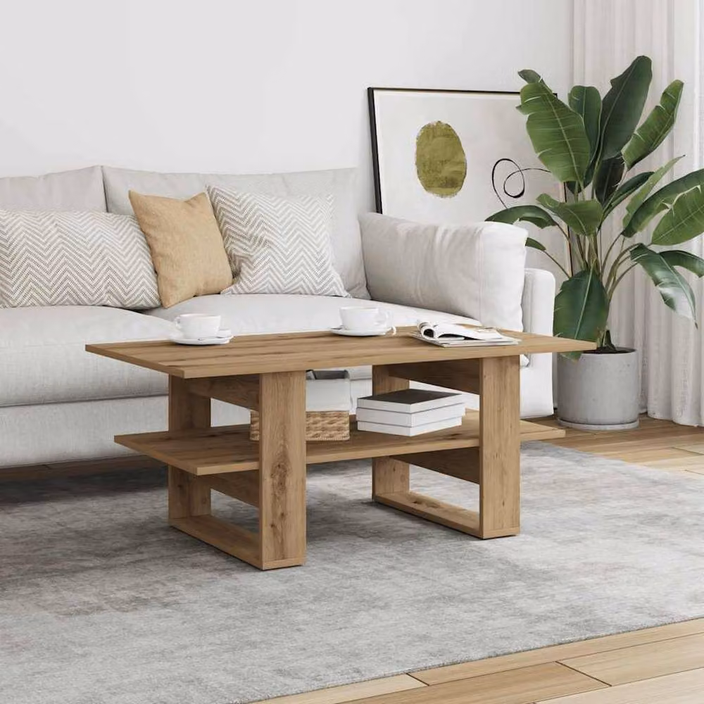 Berkfield Home Artisan Oak Coffee Table in Brown, W/D/H: 102 x 55 x 42 cm – 3