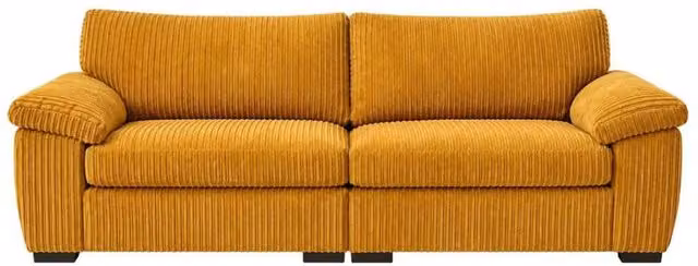 Bliss Furniture Amalfi 3 Seater Split Sofa in Mustard Yellow Soft Fabric