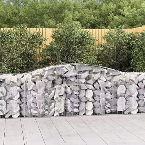 vidaXL Set of 4 Arched Gabion Baskets in Silver Galvanised Steel, W: 400 cm, D: 50 cm, H: 80/100 cm – 2