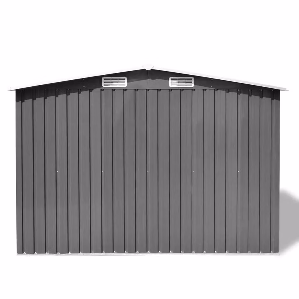 Berkfield Grey Metal Garden Storage Shed with Sliding Doors and Side Vent, W: 257 cm, D: 205 cm, H: 178 cm – 2