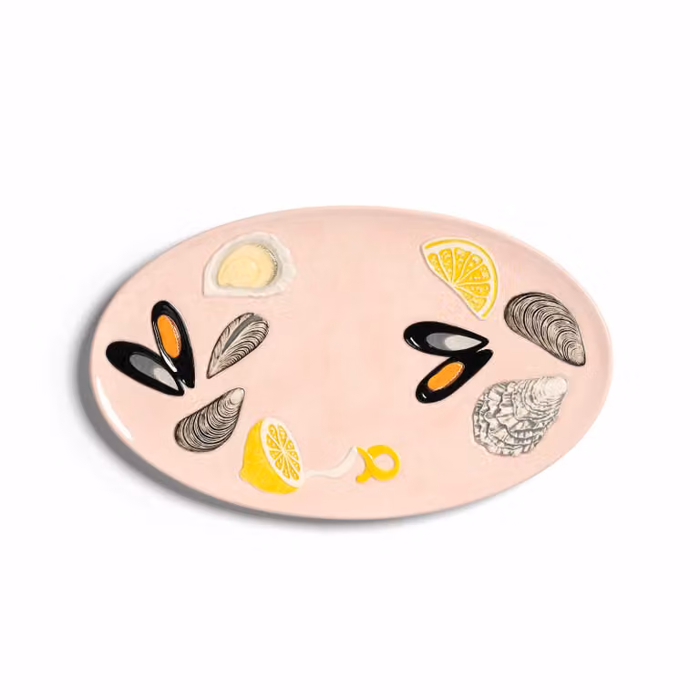 &Klevering De la Mer Pink Ceramic Oyster Serving Platter