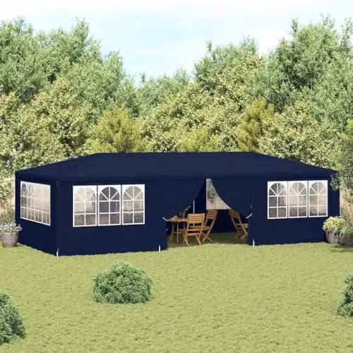 vidaXL Professional Party Tent with Side Walls and Windows, Blue, W: 9 m, D: 4 m – 1