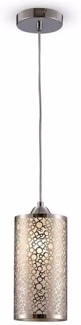Netlighting Charon Circle Pattern Ceiling Pendant Light in Polished Chrome and Grey – 1
